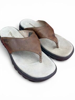 Teva Waterproof Leather Flip Flop Sandals Brown Women’s 6 EU 37